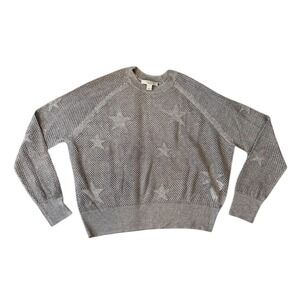 AllSaints Seraph Star Mesh Sweater Womens Medium Silver Metallic Open Knit